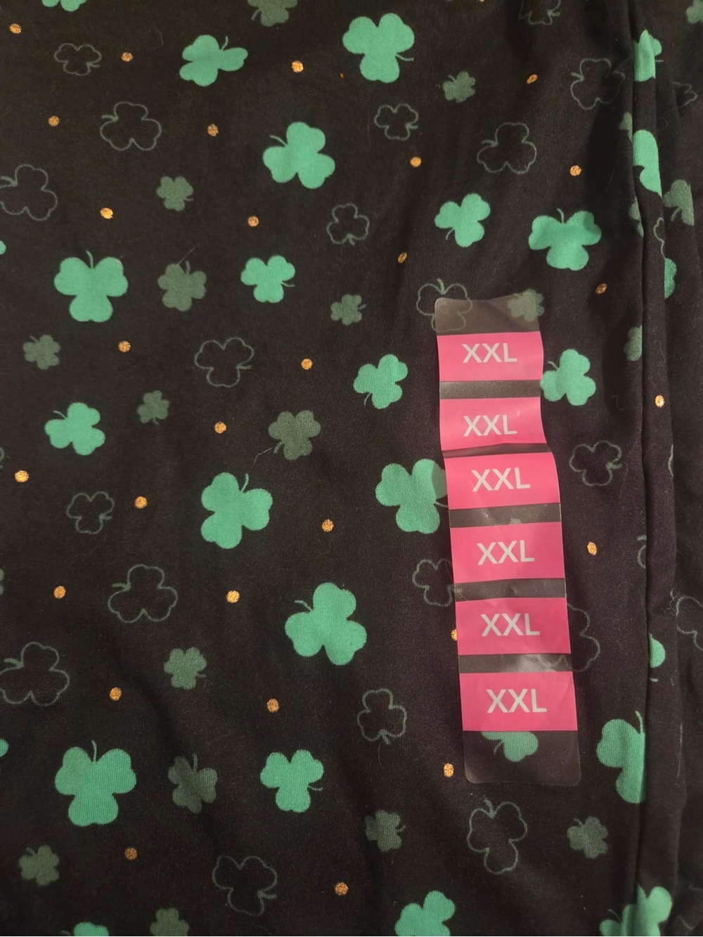 Black Top with Green Clover Print